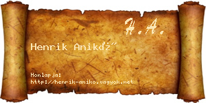 Henrik Anikó névjegykártya